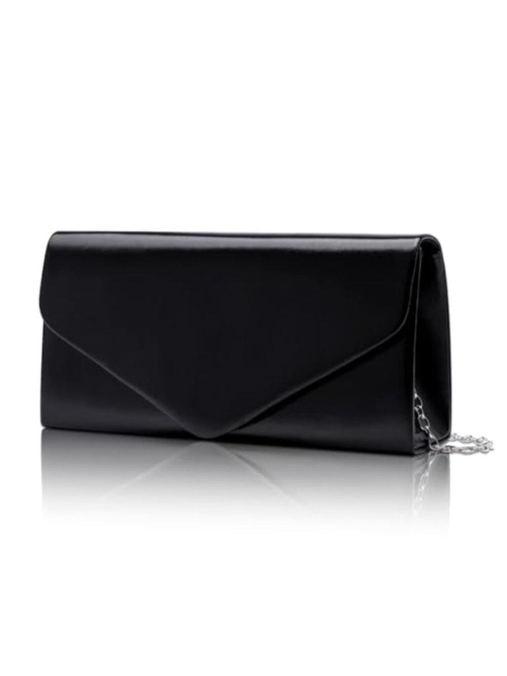 Faux Leather Envelope Clutch with Chain Strap Evening Bag